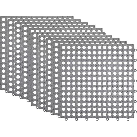 Carrelage de Sol Antidérapant - Tapis de Douche à Épissure Souple pour Salle de Bain, Terrasse, Piscine, Patio et Extérieur Tapis de Coussin de Drainage Gris (1/5)