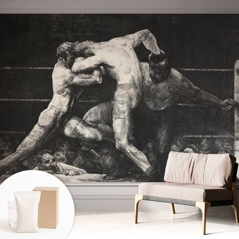 Tapete Vliestapete mit Kleber- abwaschbar - Raumgestaltung Schlafzimmer Wohnzimmer Tapete Boxer-Duell 312x219 cm (1/5)