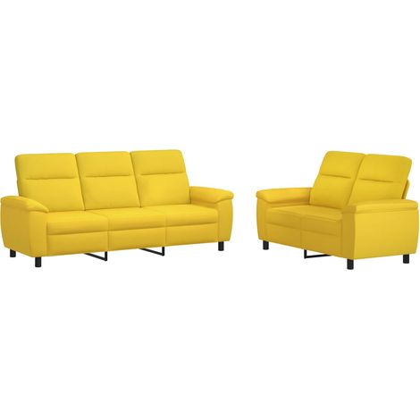 Sofa-Set 2 pcs Helles Gelb Stoff vidaXL