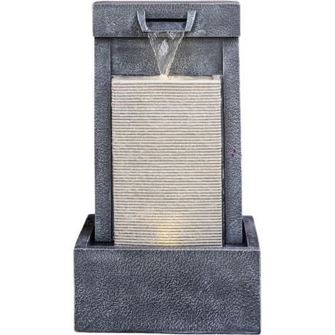 Outdoor Contemporary Cube Water feature - Cement - L47 x W37 x H83 cm - Black