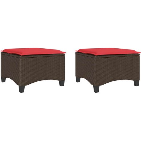 Maison Exclusive - Sgabelli Giardino con Cuscini 2pz Marrone 55x55x36cm Polyrattan (1/5)