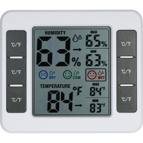 Thermomètre hygromètre intérieur numérique LCD avec affichage température et humidité ℃/℉, indicateur max/min, moniteur d'ambiance pour maison (1/4)