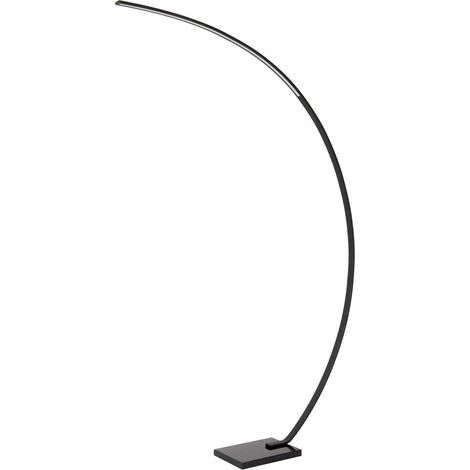 [GEBRAUCHT] B-Ware Curve Bogenleuchte Stehlampe Led Schwarz Marmor Metall Textil Dimmbar 192 Cm
