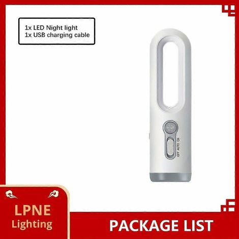 Luz nocturna LED portátil, recargable por USB, con sensor de movimiento, lámpara de lectura de luz amarilla cálida para camping, senderismo y emergencias. (1/5)