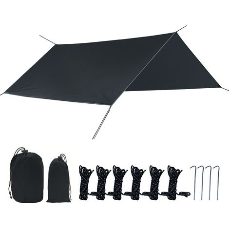 Hamac imperméable Camping bache pluie mouche tente empreinte abri auvent parasol auvent 3m  3m (1/3)