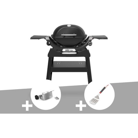 Barbecue à gaz Q 1200N noir avec pied + Rôtissoire + Spatule - Weber