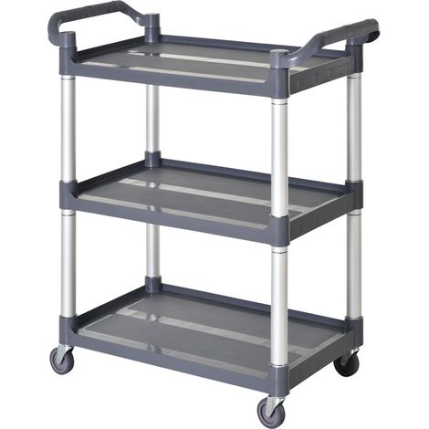 Chariot de cuisine à 3 niveaux , structure en alliage d'aluminium, capacité de charge de 35 kg par étagère, pour salle à manger, salon, salle de bain, 88 x 44 x 93 cm, gris (1/4)