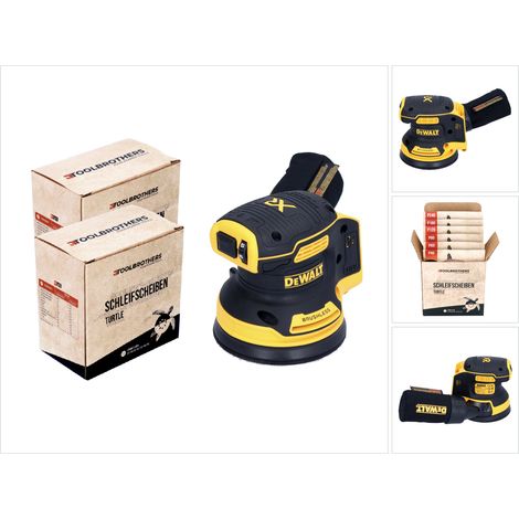 Levigatrice rotorbitale a batteria DeWalt DCW 210 N 18 V 125 mm brushless solo + 2x set di dischi abrasivi Toolbrothers TURTLE