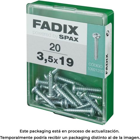 Caja de 20 unidades de tornillo de rosca chapa con cabeza redonda en cinc 3,5x19mm Fadix (1/3)
