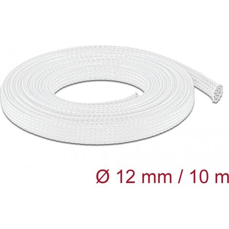 Delock Funda trenzada estirable 10 m x 12 mm, color blanco