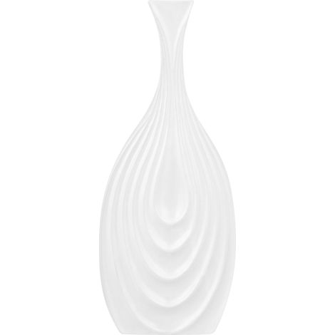 Florero decorativo de gres blanco 39 cm superficie tallada forma irregular Thapsus (1/5)