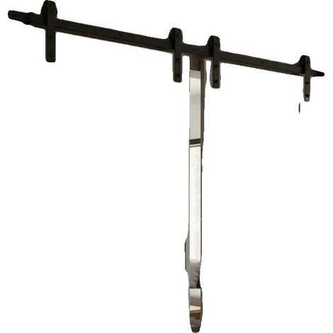 Kit de herrajes para puerta corredera tipo granero, riel de 244 cm de longitud, apto para puertas dobles, color verde militar. (1/2)