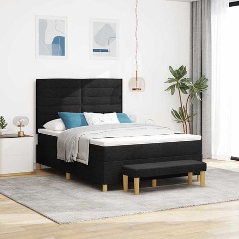 Boxspringbett mit Kopfteil Schwarz 190 x 140 cm Stoff (1/5)
