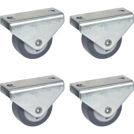 Set di 4 ruote fisse per mobili da 30 mm con piastra in TPE antitraccia, capacità di carico 105 kg