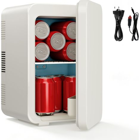 Puluomis – Mini-réfrigérateur 10 L – Refroidissement et chauffage – Double alimentation 12V/220V – Ultra-silencieux – Poignée de transport – Pour bureau et camping