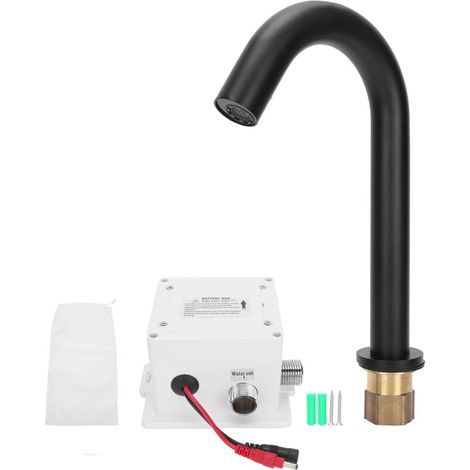 G1/2 Noir Capteur Robinet Cuivre Vertical Intelligent Automatique Lavabo Robinet Cuisine vier Robinet (1/5)