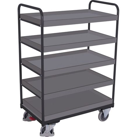 VARIOfit Etagenwagen, hoch mit 5 Ladeflächen, umrandet 1165x755mm Anthrazitgrau RAL 7016