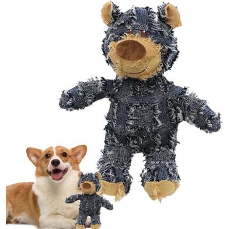 KLVGTIFS PU - Jouet couineur indestructible durable pour chiens à mâcher, jouet interactif pour dressage, jeu et divertissement (Bleu,28cm) (1/5)