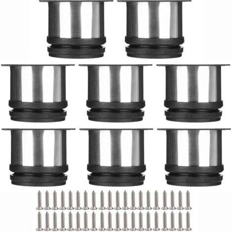 Set of 8 legs for furniture, adjustable kitchen legs Ø 50 mm/height 50 mm, rotunda leg in metal, inossidabile accessories, piedini per sofa and tavoli (1/4)