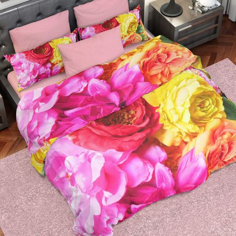 Housse de Couette, Lit (90x200), Tropical Grand, Tissu 100% Satin Frais, 100% Made in Italy (1/5)