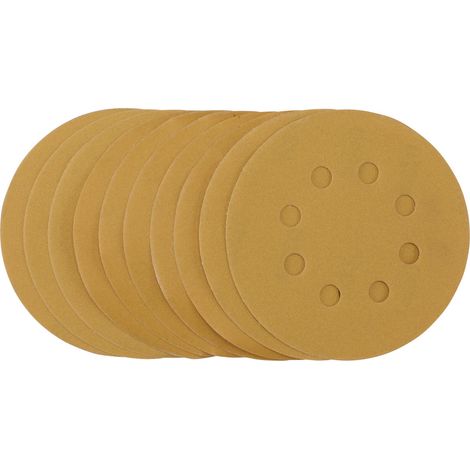 Gold Sanding Discs with Hook & Loop, 125mm, 320 Grit (Pack of 10) (59766) (1/5)