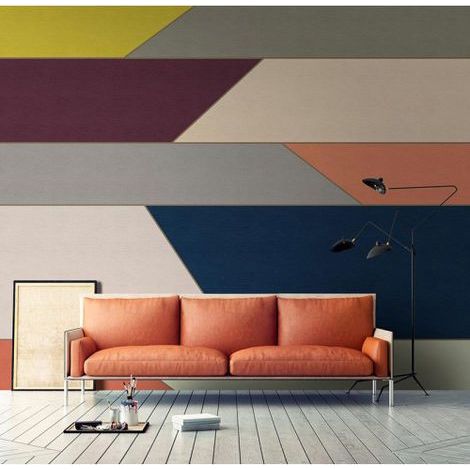 Papier peint panoramique géométrique multicolore Tapisserie panoramique moderne pour cuisine Papier peint panoramique salon & escalier (1/3)