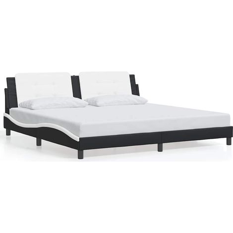 Maison Exclusive - Cadre de lit sans matelas Zadar noir et blanc 200x200 cm similicuir (1/5)