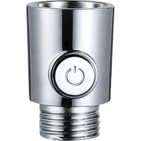 (Argent) Bras de douche en plastique avec inverseur, commande de pression d'eau à un bouton, vanne d'arrêt d'eau, limiteur de débit et interrupteur d'arrêt du pulvérisateur (1/5)