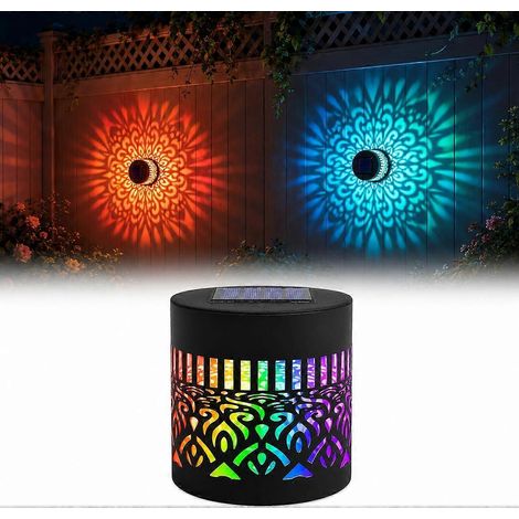 Lampe solaire mandala décorative projection murale extérieure colorée pour clôture terrasse ou jardin 1 pièce multicolore (1/5)
