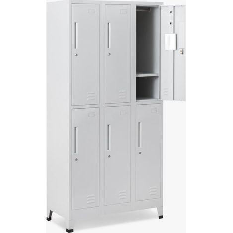 Schließfächer mit 6 Fächern und Schloss 90x45 H180 Schliessfachschrank Etna Light