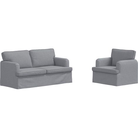 Ensemble de Canapés 2 pcs Salon de jardin Gris clair 162 x 80 x 85 cm tissu (1/5)