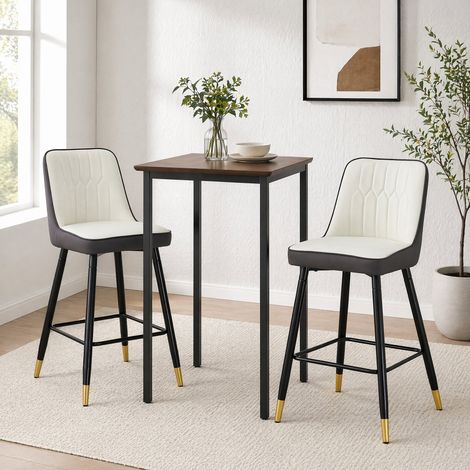 Barhocker 2er-Set, 100 cm, PU weiß und dunkelgrau, Metall schwarz HAVRYA (1/5)