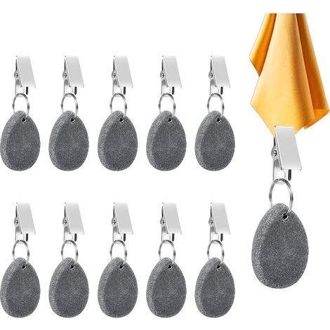 10 Pièces Poids pour Nappe de Table, Poids de Nappe en Pierre Marbre Naturel avec Pince pour Exterieur Jardin pour Famille, Fête, Camping, Mariage, Jardin, Pique-Nique (1/5)