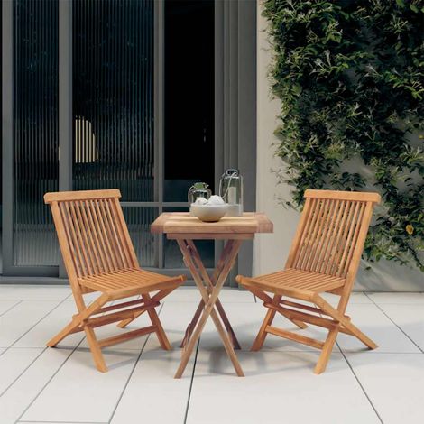 Juego de comedor para jardín 3 piezas madera maciza de teca