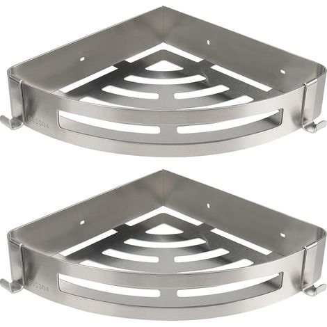 Étagère/Meuble de douche 2 pièces, argent (1/5)
