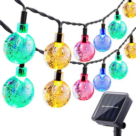 Guirlandes lumineuses solaires de jardin, 56 pi/17 m avec 100 LED, étanches, guirlandes lumineuses à boules de cristal à énergie solaire pour intérieur/extérieur, lumières féeriques décoratives pour