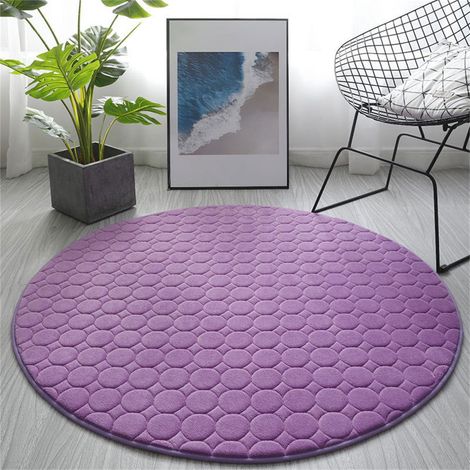 Tapis De Bain Ronde - Mousse Mémoire - Absorption Eau Rapide - Antidérapant - 80 x 80 cm - Violet (1/4)