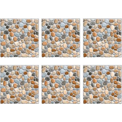 Carrelage adhésif - 15 x 15 cm - Résistant aux rayures - Résistant à la chaleur - Lot de 6 - Panneaux muraux - Stickers carrelage - Imperméable - Cuisine (1/5)