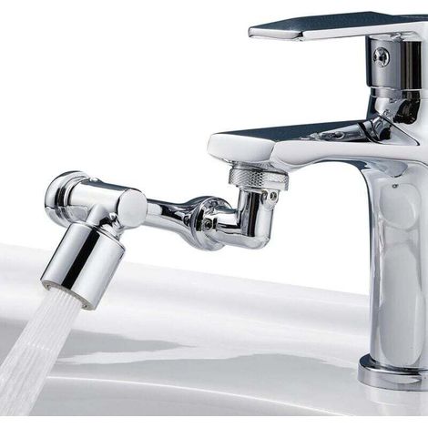 Rallonge de robinet rotative multifonctionnelle, rallonge de robinet en laiton à 1080°, adaptateur de robinet économe en eau, buse de robinet réglable (1/4)