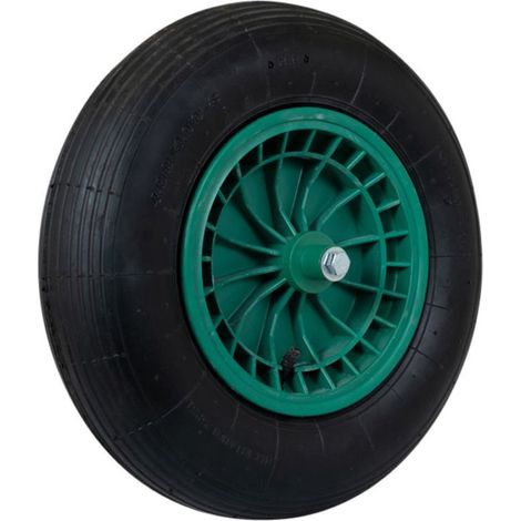 Roue de brouette 4.80 / 4.00-8 - Pneu pneumatique - Complète - Verte (1/5)