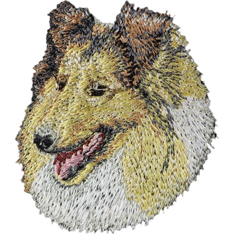 Collie de pelo largo: parche con forma de perro, parche bordado, decoración única para mochila de Art-Dog (1/3)