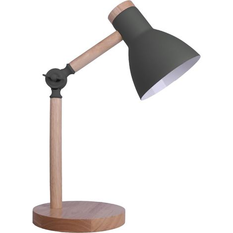 Lampe de Bureau - 1 Unité - Métal et Bois - Bras Flexible - Pour Bureau et Chambre - Noir (1/5)