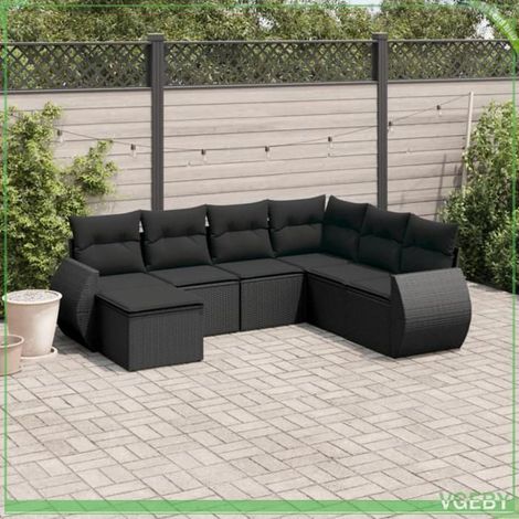 Salon de jardin 7 pcs - FAF7291712421068 - Résine tressée - Noir - Rangement avec sac étanche (1/3)
