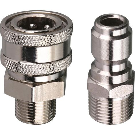 Raccord Rapide Pour Nettoyeur Haute Pression - 9,5 mm Filet Mâle - 5000 Psi - Compatible Pompe, Lance, Pistole et Accessoires - Kit de Connexion Rapide ×1 (1/5)