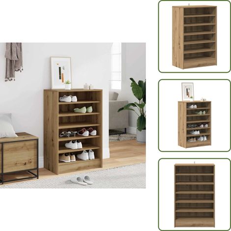 Schuhschrank Artisan-Eiche 60x35x92 cm Holzwerkstoff - Schuhschrank - Schuhschränke - Schuhaufbewahrung - Schuhorganizer (1/5)