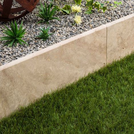Bordure de jardin Travertin Beige Nuancé 100x33x3 cm (à l'unité) - RO'MA NATURE