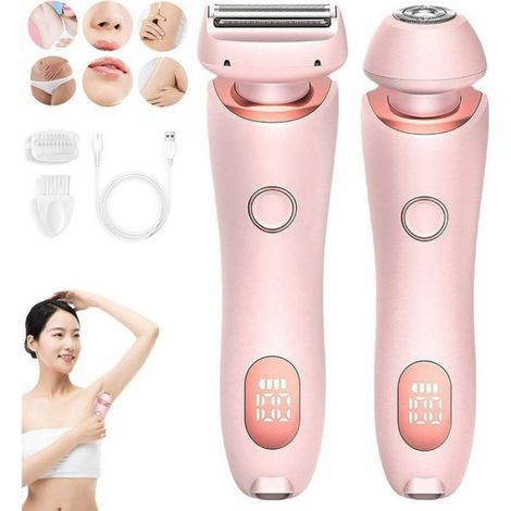 1 Rasoir électrique 2 en 1, Tête flottante 3D, Étanche IPX7, USB Type-C, Pour visage corps maillot (1/5)