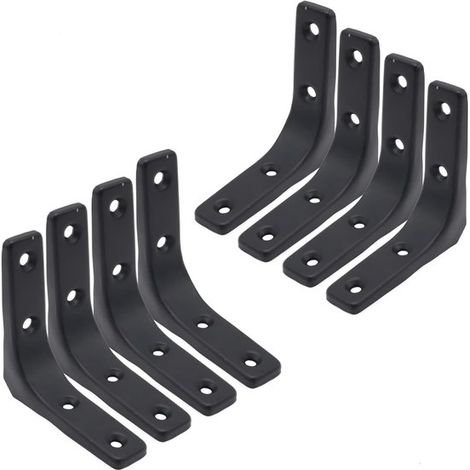 8-teiliges Set aus 7 6 cm langen Halterungen robuste schwarze L-förmige Wandhalterungen geeignet für Holz Regale Schränke mit Schrauben kleine 7,6 cm (1/5)