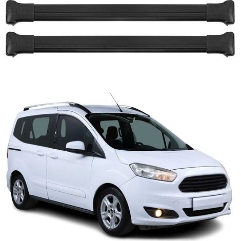 OMAC Aluminium Dachträger Querträger für Ford Transit Courier / Tourneo Courier I 2014-2022 – Max. 75 kg – 2 Stangen Schwarz (1/5)