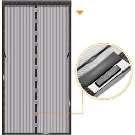 Tenda magnetica anti-insetti per porte 80x200cm (strisce nere + velcro + chiodi) - Crezuo